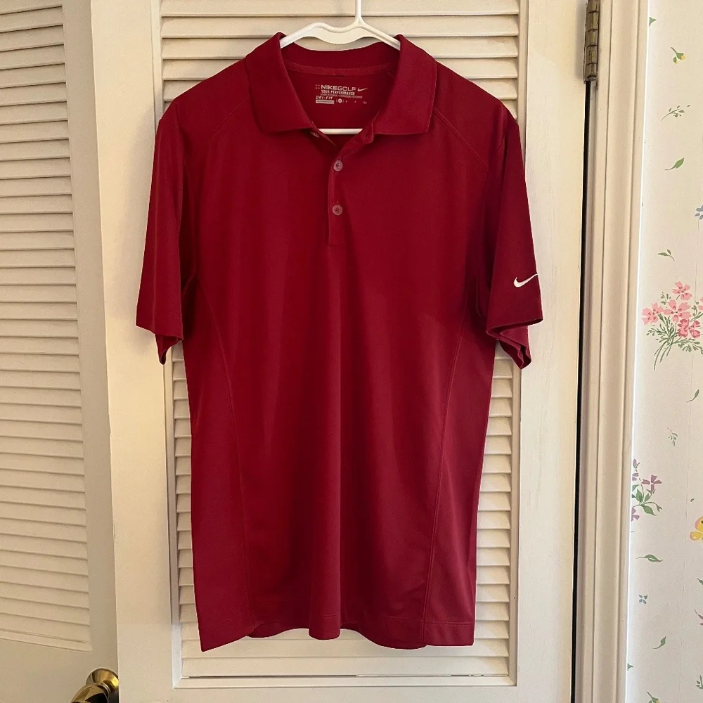 Nike MENS Brick Red Tour Performance Dri-Fit Golf Polo Sz S